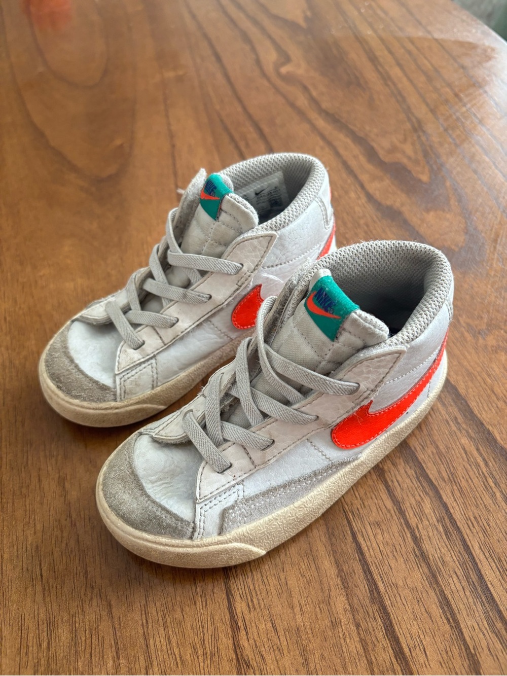 Rare Nike Blazer Mid 77’ Toddler Sneakers w/ Orange Swoosh and Teal US 9C EU 25